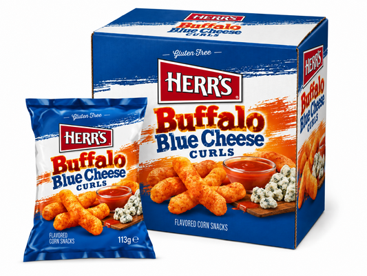 Herr's Buffalo Blue Cheese Curls EU — Case of 12 × 113g