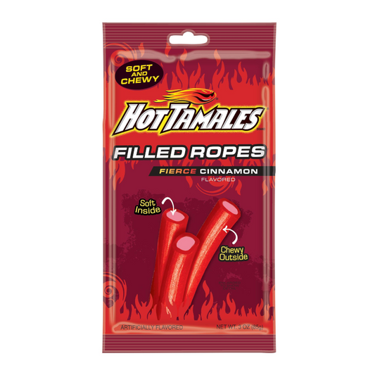 Hot Tamales Liquorice Filled Ropes Peg Bag 85g (Case of 12)