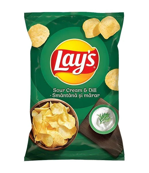 Lays Sour Cream & Dill Bag 125g (Case of 21)