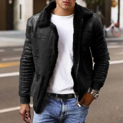 Avarati Men’s Shearling Lined Winter Jacket – Faux Leather Warm Insulated Coat - AVARATI