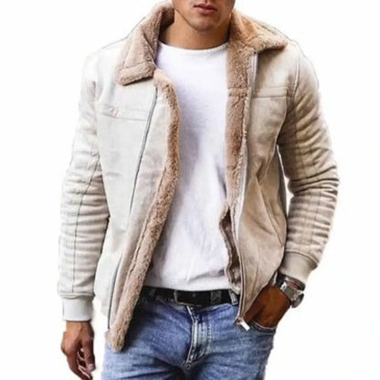Avarati Men’s Shearling Lined Winter Jacket – Faux Leather Warm Insulated Coat - AVARATI