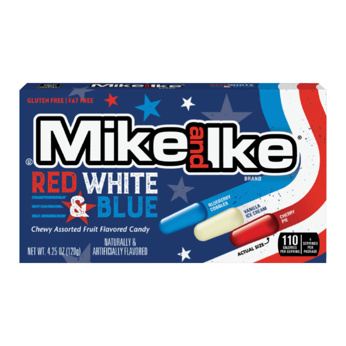 Mike and Ike Red White and Blue Theatre Box 120g (Case of 12)