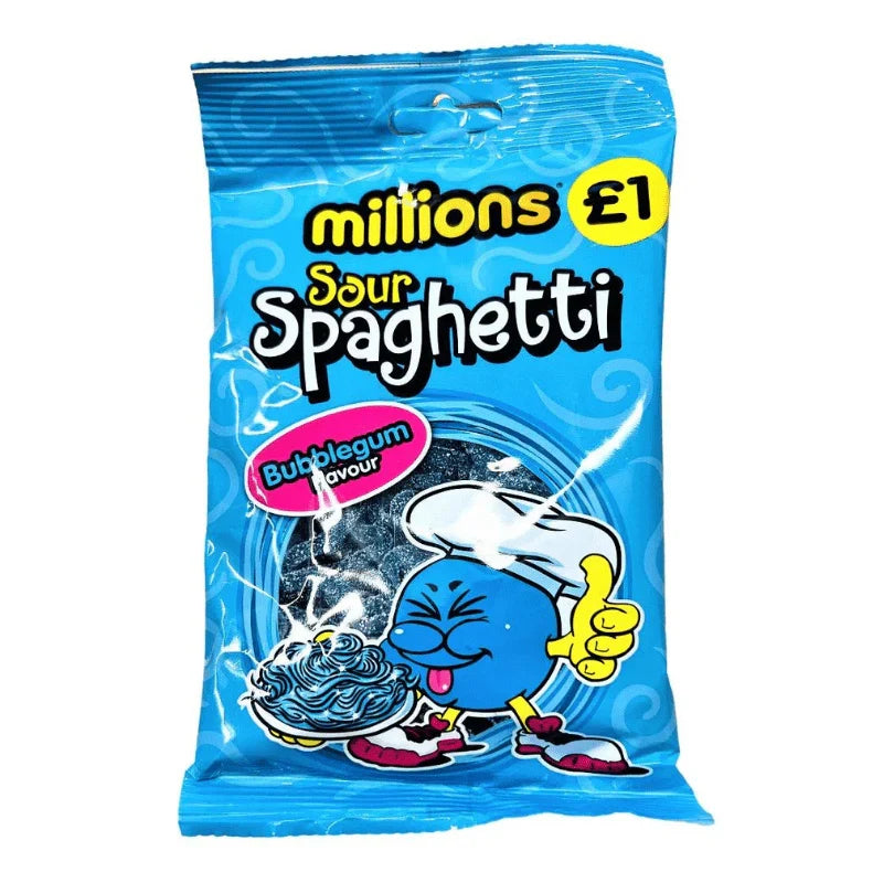 Millions Bags Sour Bubblegum Spaghetti (120g) PMP £1 (case of 12)