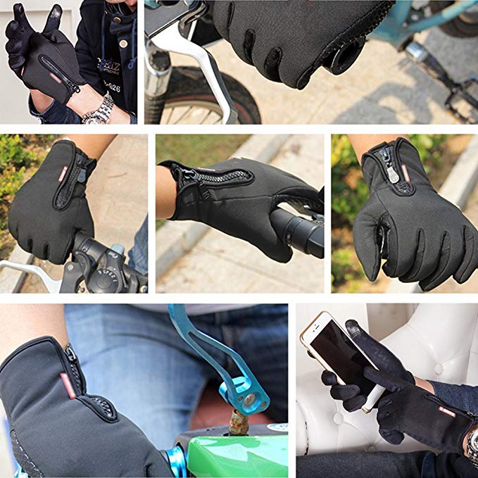 Waterproof Thermal Gloves - Windproof Winter Gloves for Hiking Running Driving & Cycling