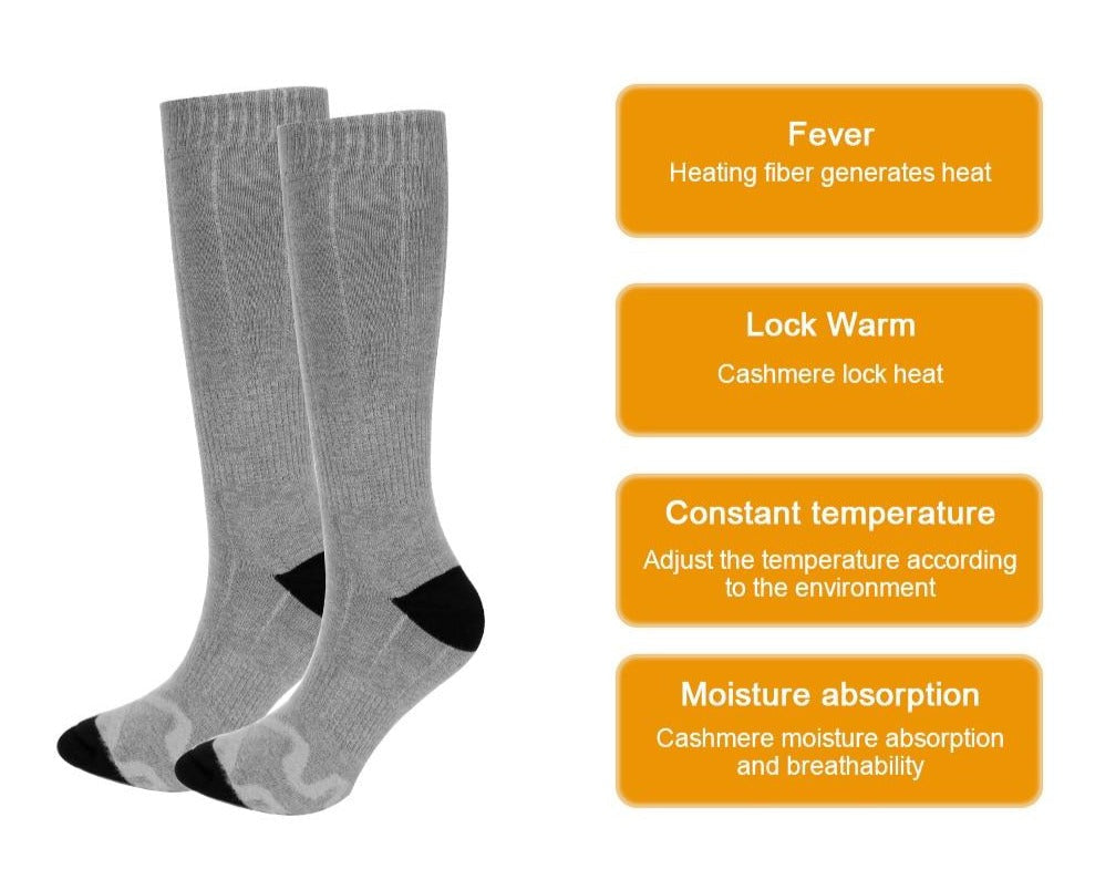 Elastic Comfortable Water Resistant Electric Warm Toes Rechargeable Heated Socks - Three Modes Electric Battery Operated Winter Socks-AVARATI