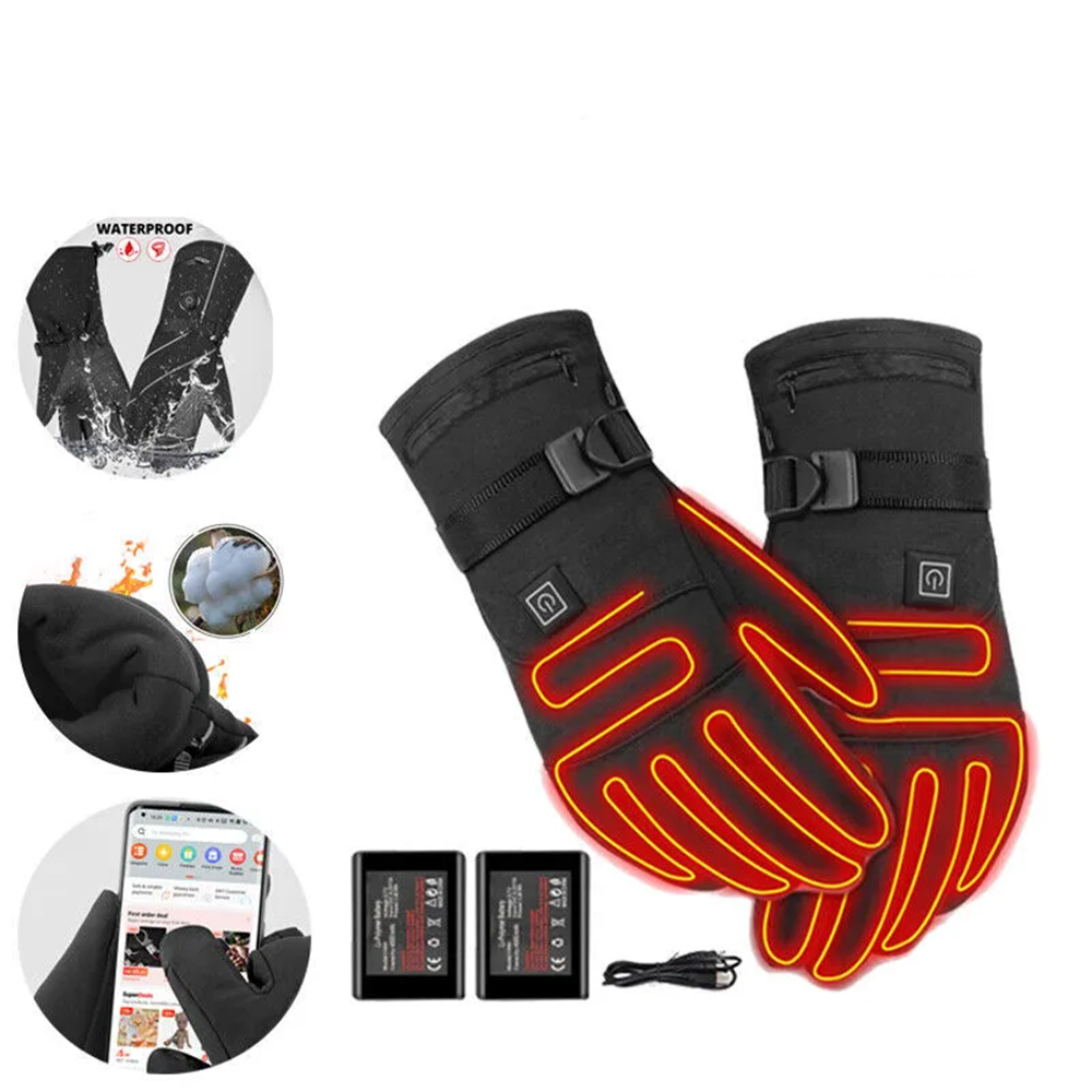 Snowproof Rechargeable Gloves - Waterproof Heated Touch Screen Winter Gloves