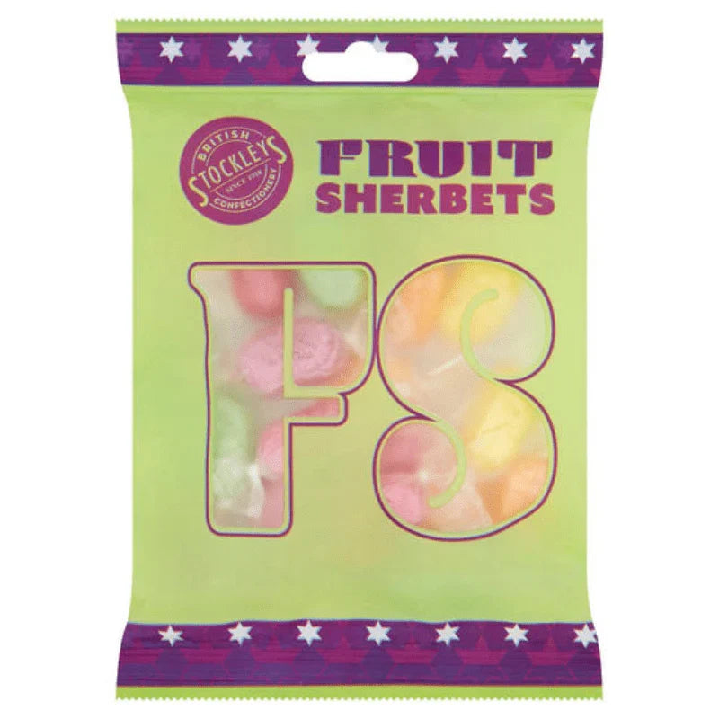 Stockleys Bag Fruit Sherbets 180g (Case of 12)