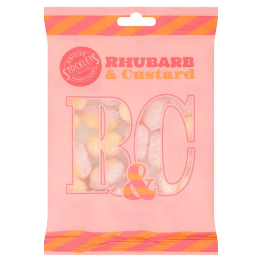 Stockleys Rhubarb & Custard Bag 180g (Case of 12)