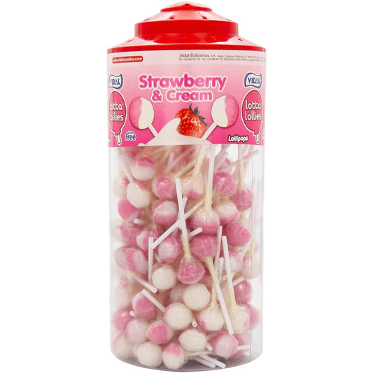 Vidal Lotta Lollies Strawberries & Cream Tub (150pcs)